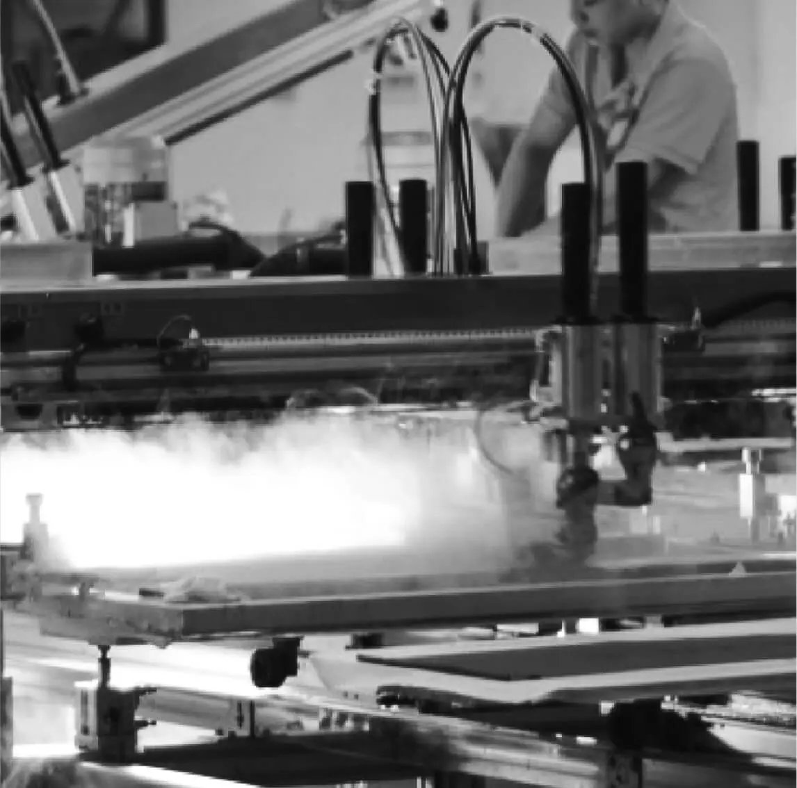 Black and white image of printing press